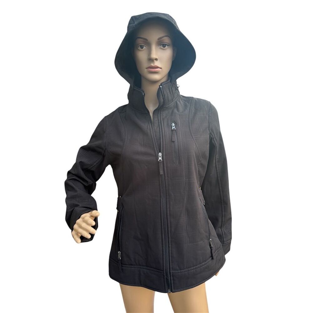 Free Country Women's Softshell Jacket Black Hooded Size M